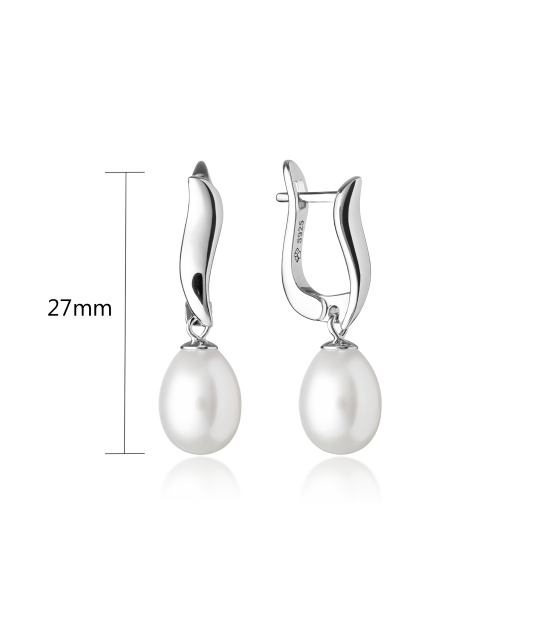Серьги из серебра с натуральным жемчугом
