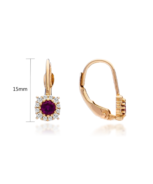 Gold earrings with zircons