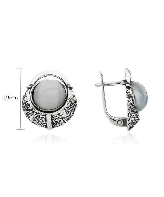 Sterling silver earrings with cats eye stone