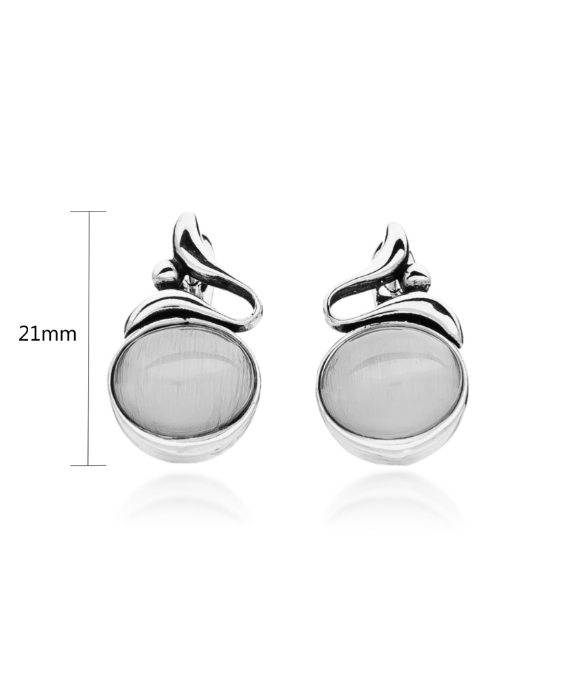 Sterling silver earrings with cats eye stone