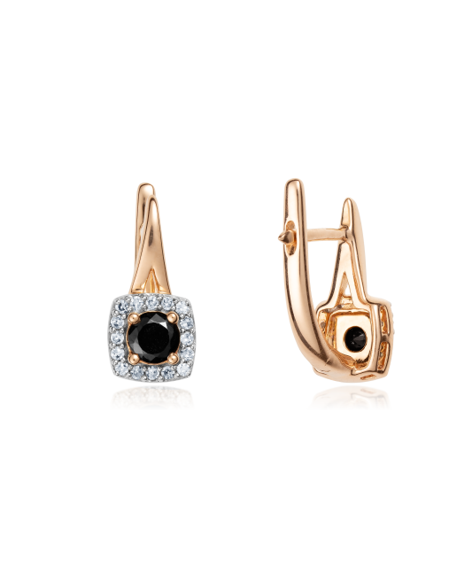 Gold earrings with diamonds and spinels