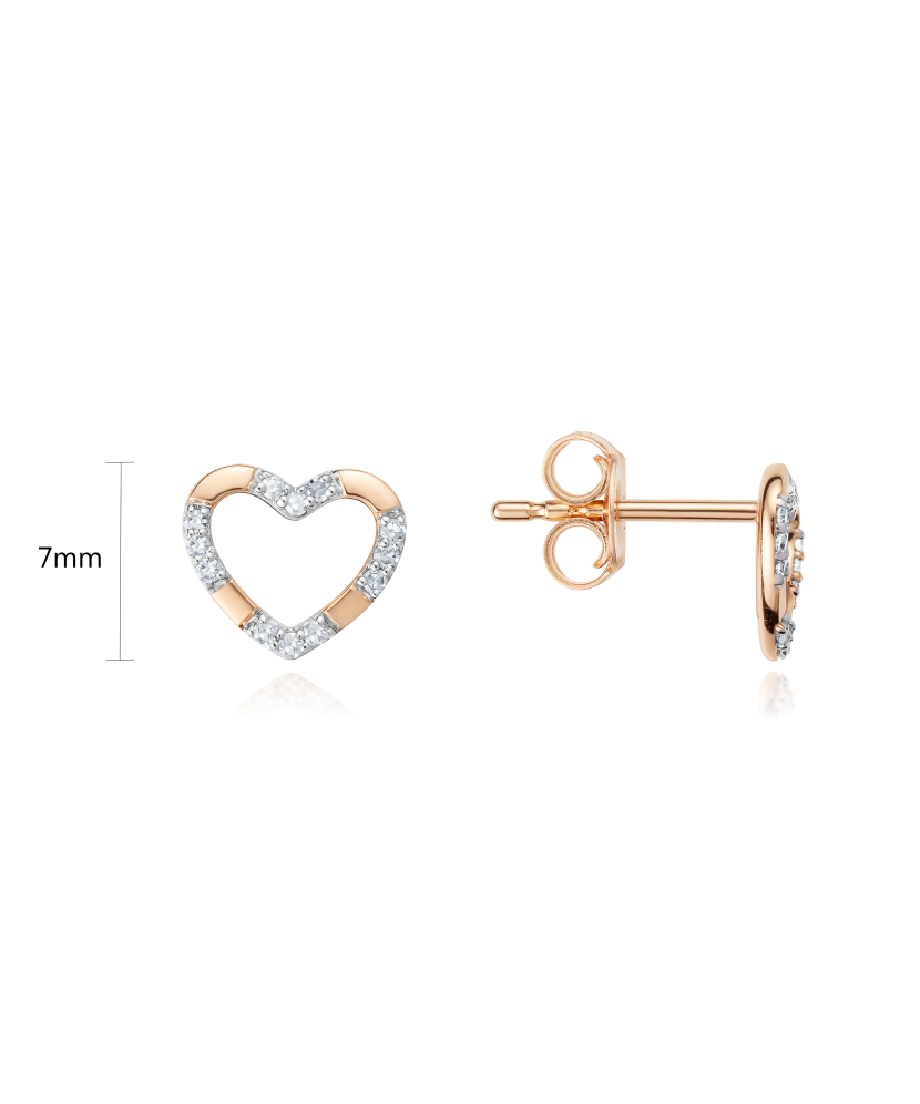 Gold earrings with diamonds "Heart"