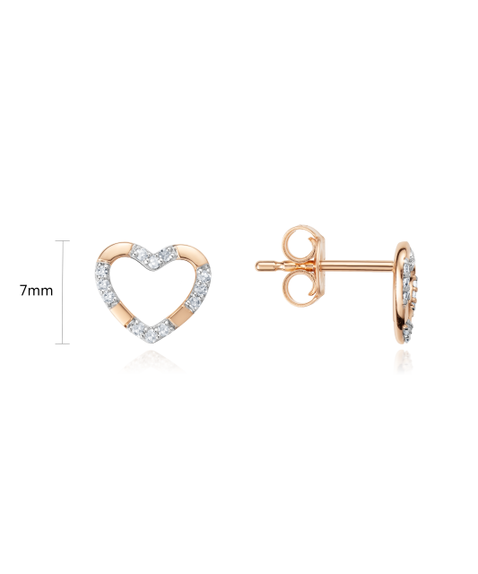 Gold earrings with diamonds "Heart"