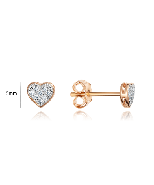 Gold earrings with diamonds "Heart"