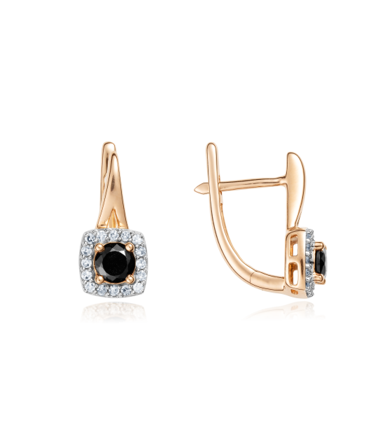 Gold earrings with diamonds and spinels