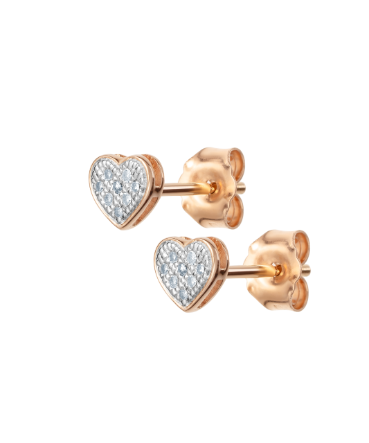 Gold earrings with diamonds "Heart"