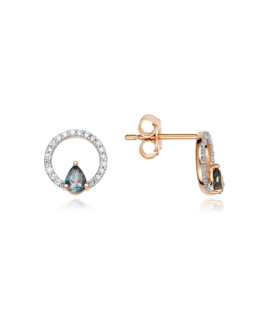 Gold earrings with London topazes and diamonds