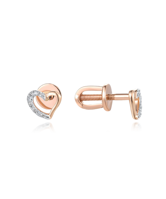 Gold earrings with diamonds "Heart"