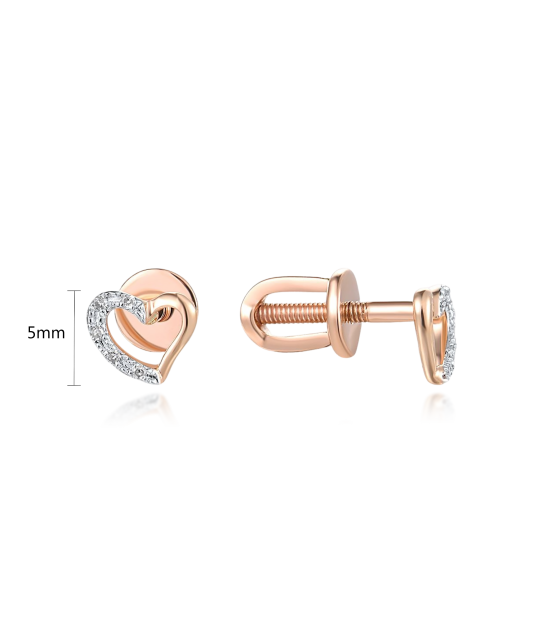 Gold earrings with diamonds "Heart"