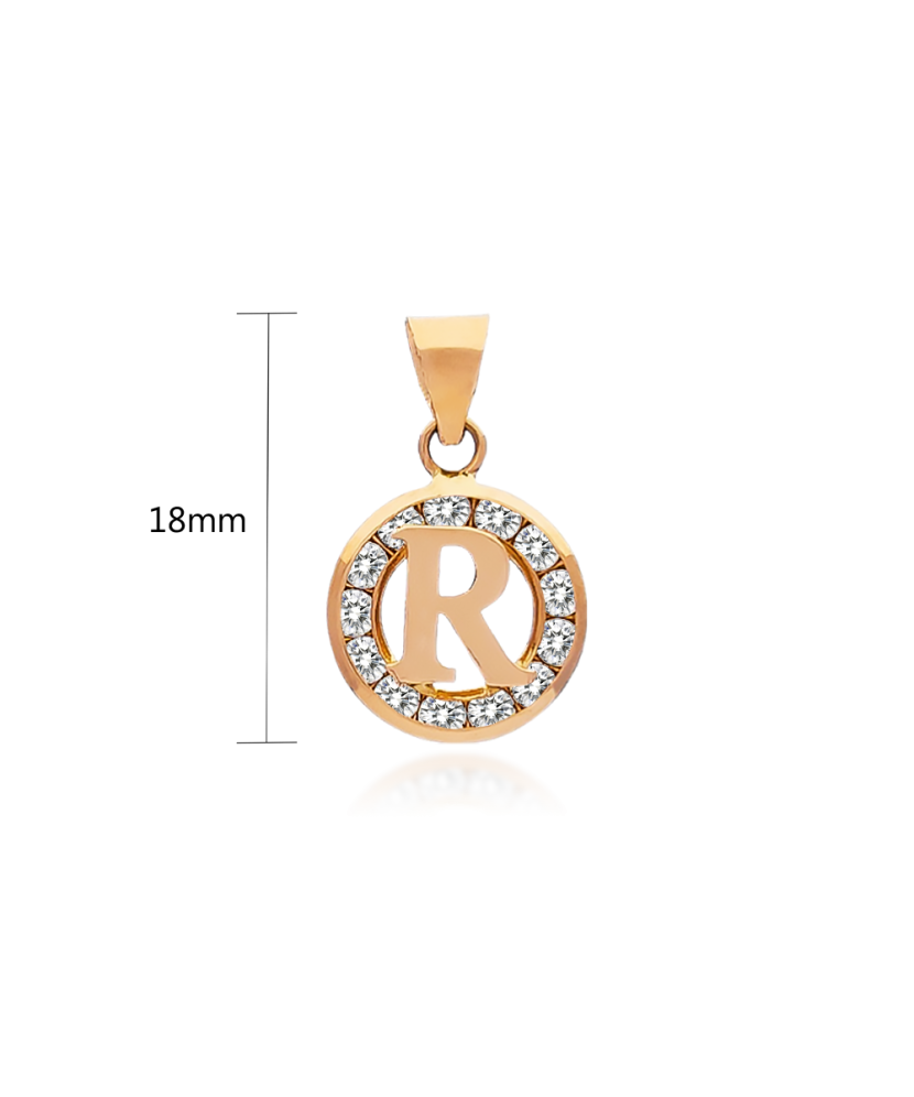 Gold pendant with zircons Letter R