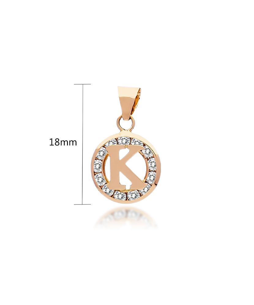 Gold pendant with zircons Letter K