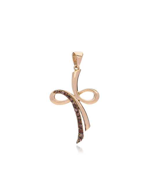 Gold pendant with smoky topazes