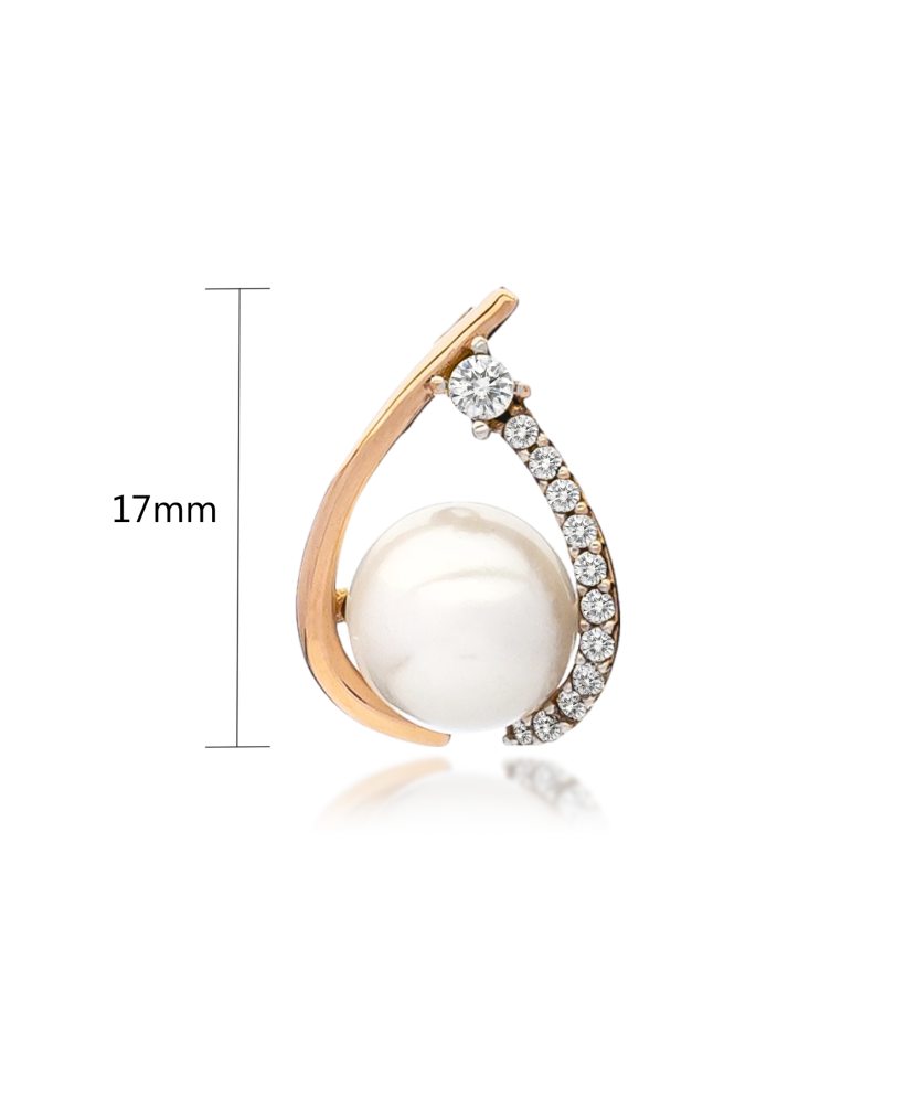 Gold Pearl Pendant and zircons