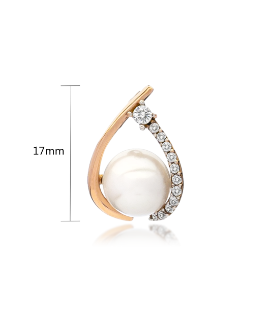 Gold Pearl Pendant and zircons