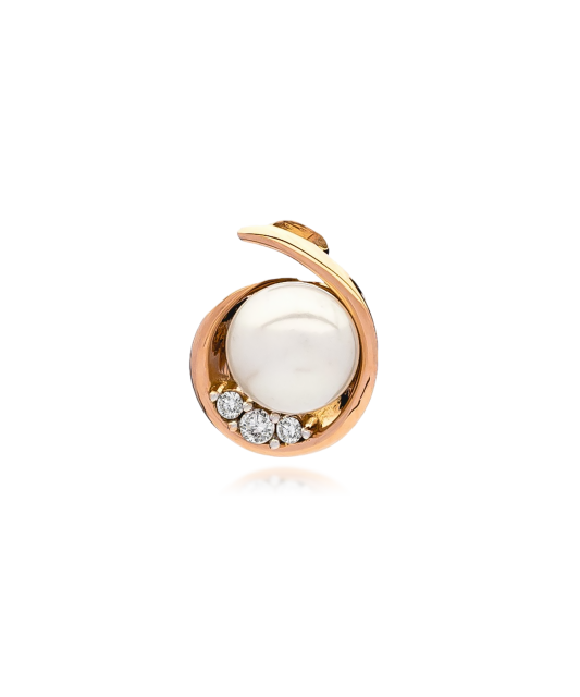 Gold Pearl Pendant and zircons