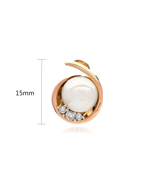 Gold Pearl Pendant and zircons