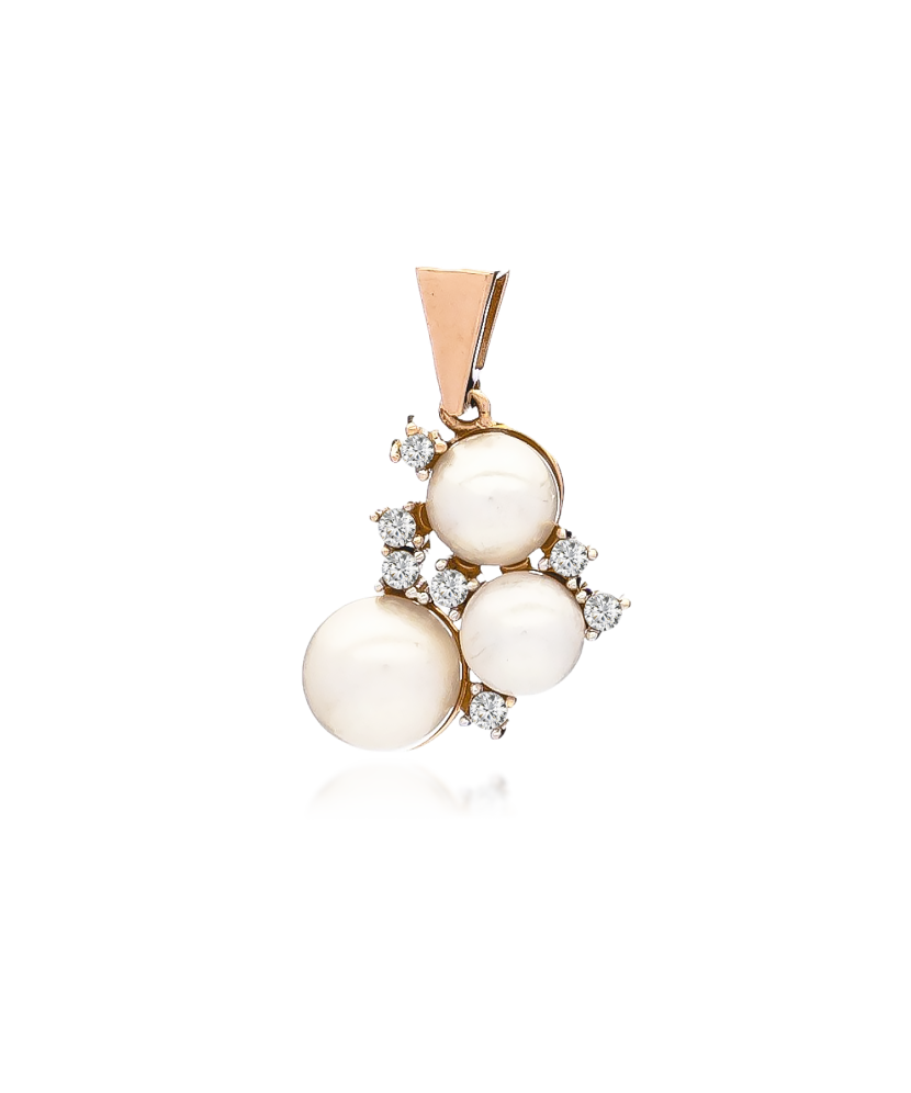 Gold Pearl Pendant and zircons