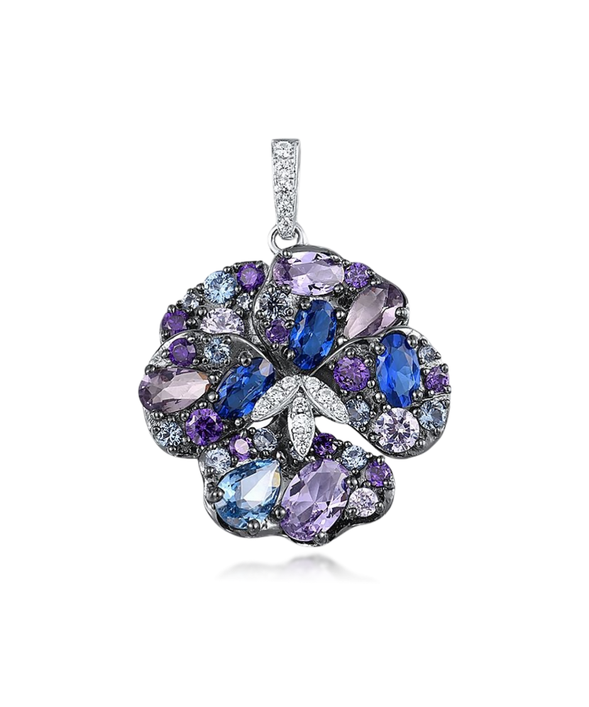 Sterling Silver pendant with spinels and zircons