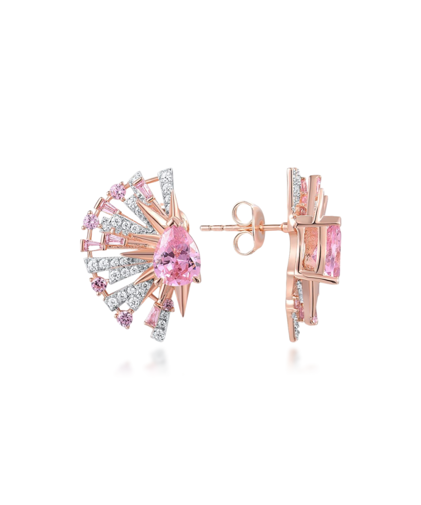 Gilded sterling silver earrings with zircons