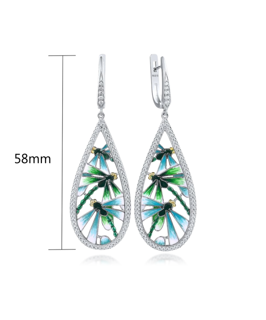 Sterling silver earrings with zircons and enamel