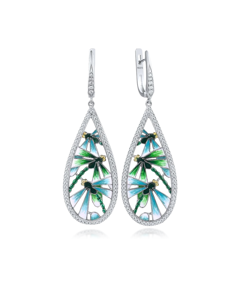 Sterling silver earrings with zircons and enamel
