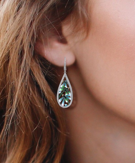 Sterling silver earrings with zircons and enamel
