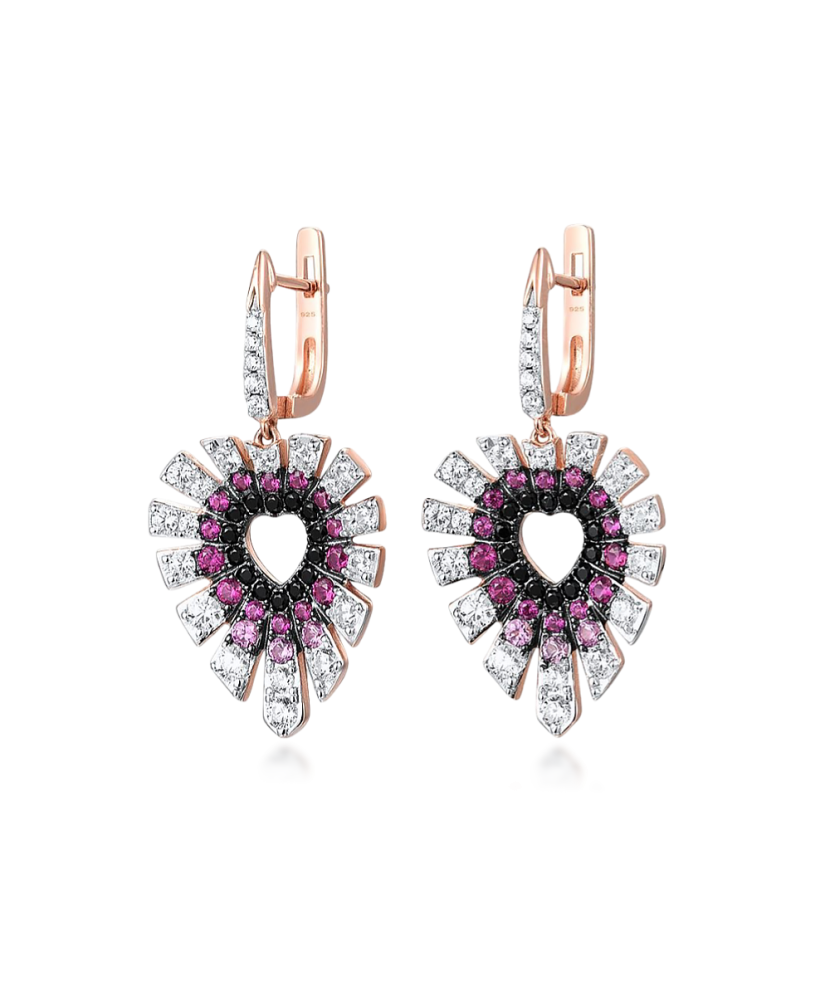 Gilded Sterling Silver earrings with nano rubies and zircons