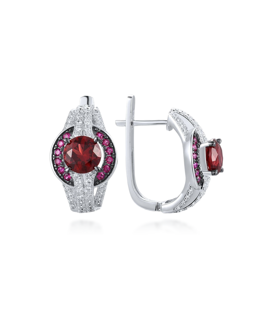 Sterling Silver earrings with nano rubies and zircons