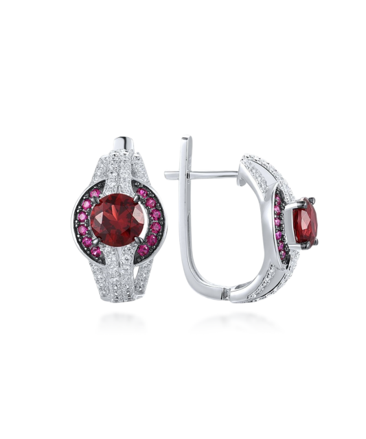 Sterling Silver earrings with nano rubies and zircons