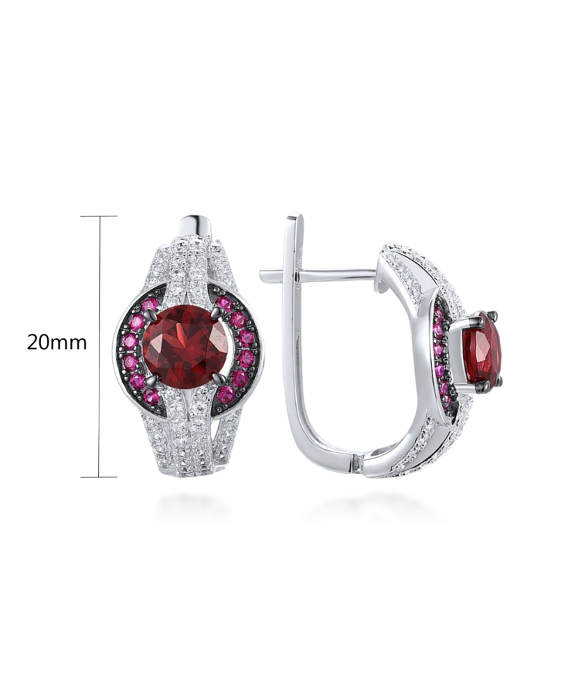 Sterling Silver earrings with nano rubies and zircons