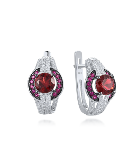 Sterling Silver earrings with nano rubies and zircons