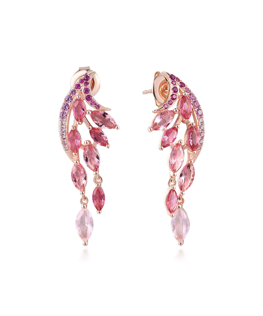 Gilded Sterling Silver earrings with nano sapphire and zircons
