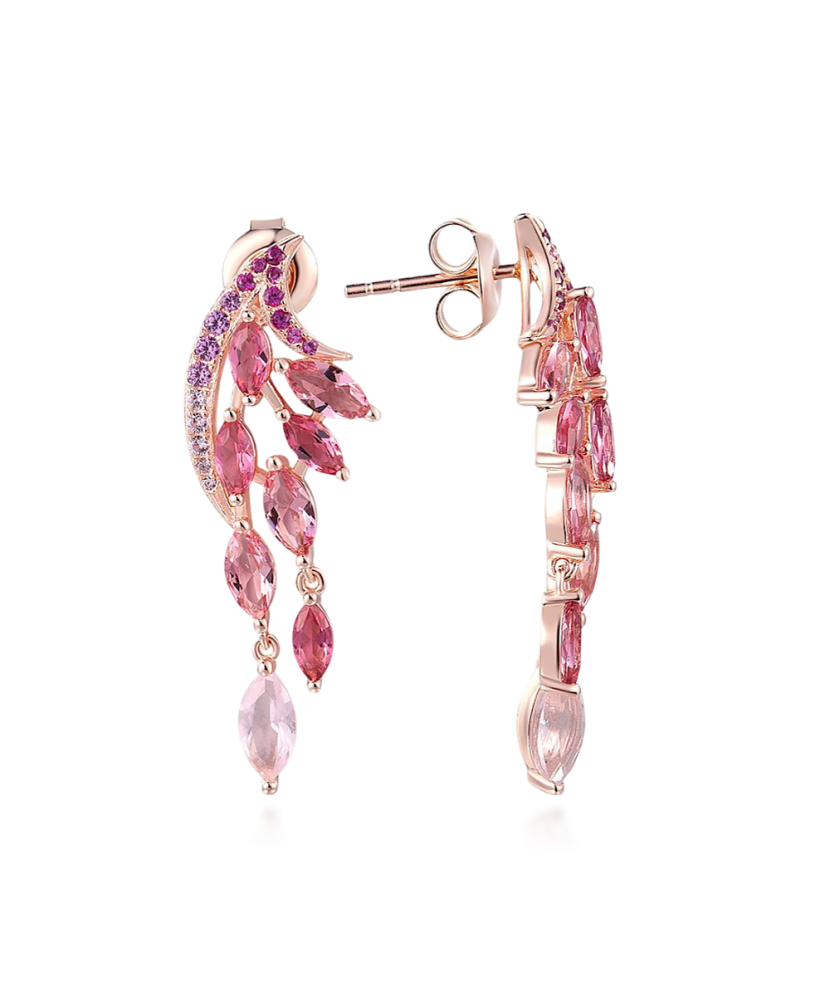 Gilded Sterling Silver earrings with nano sapphire and zircons