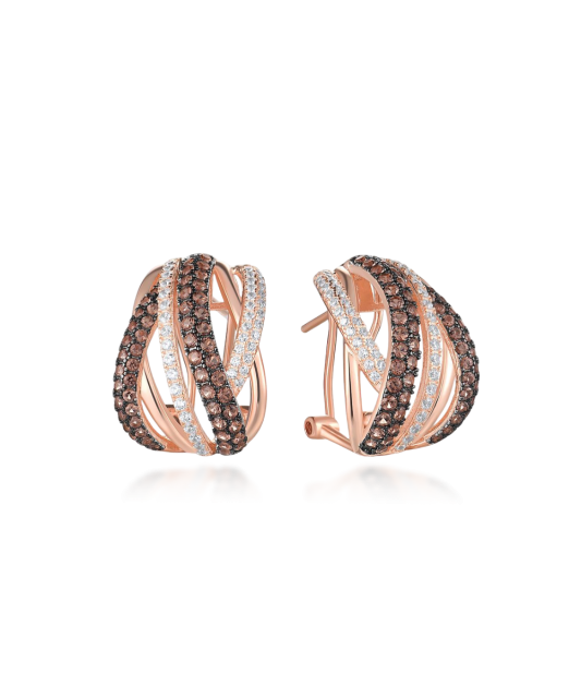 Gilded sterling silver earrings with zircons and spinels