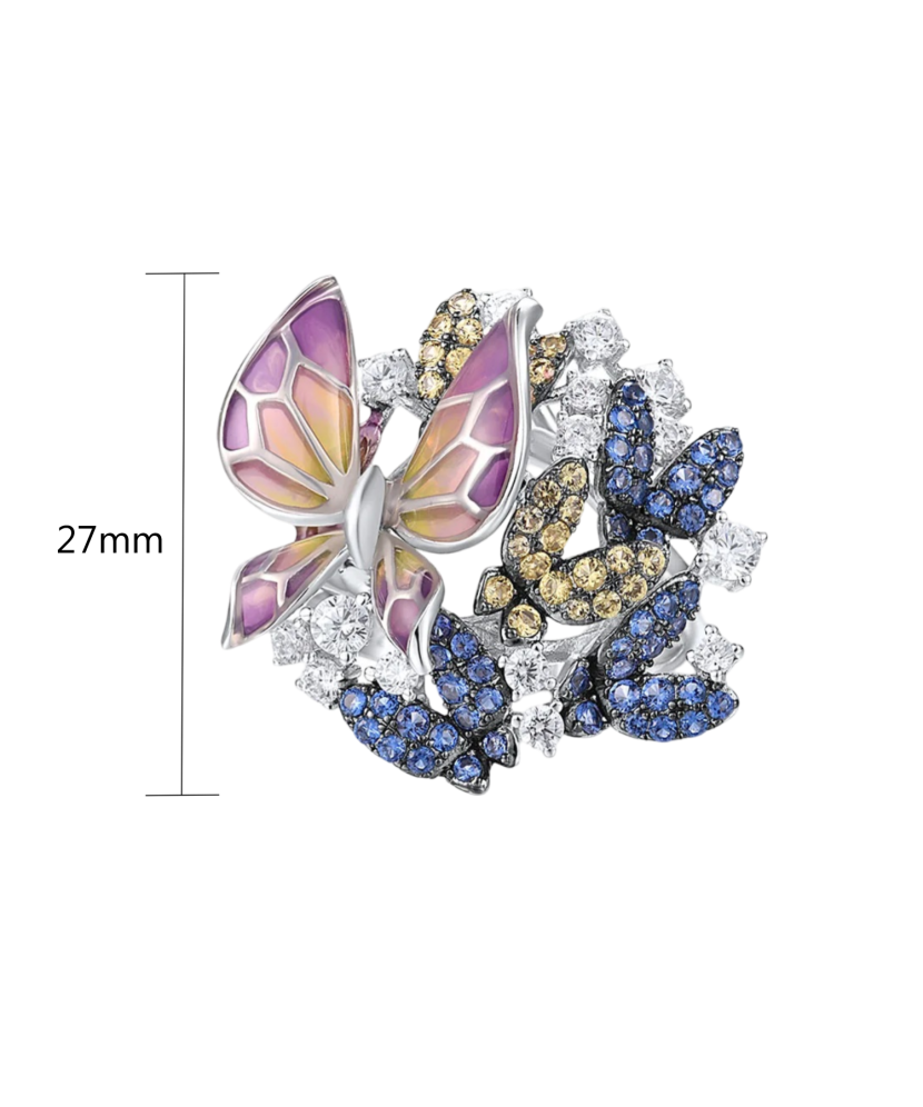 Sterling silver ring with enemal and zircons