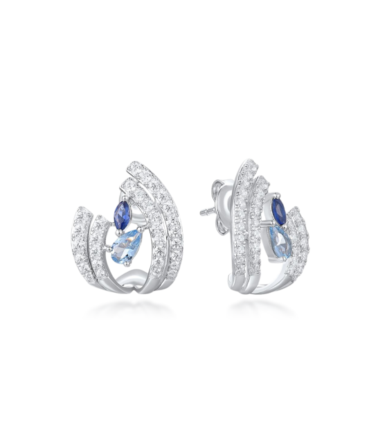 Серьги из серебра с цирконом и шпинели
