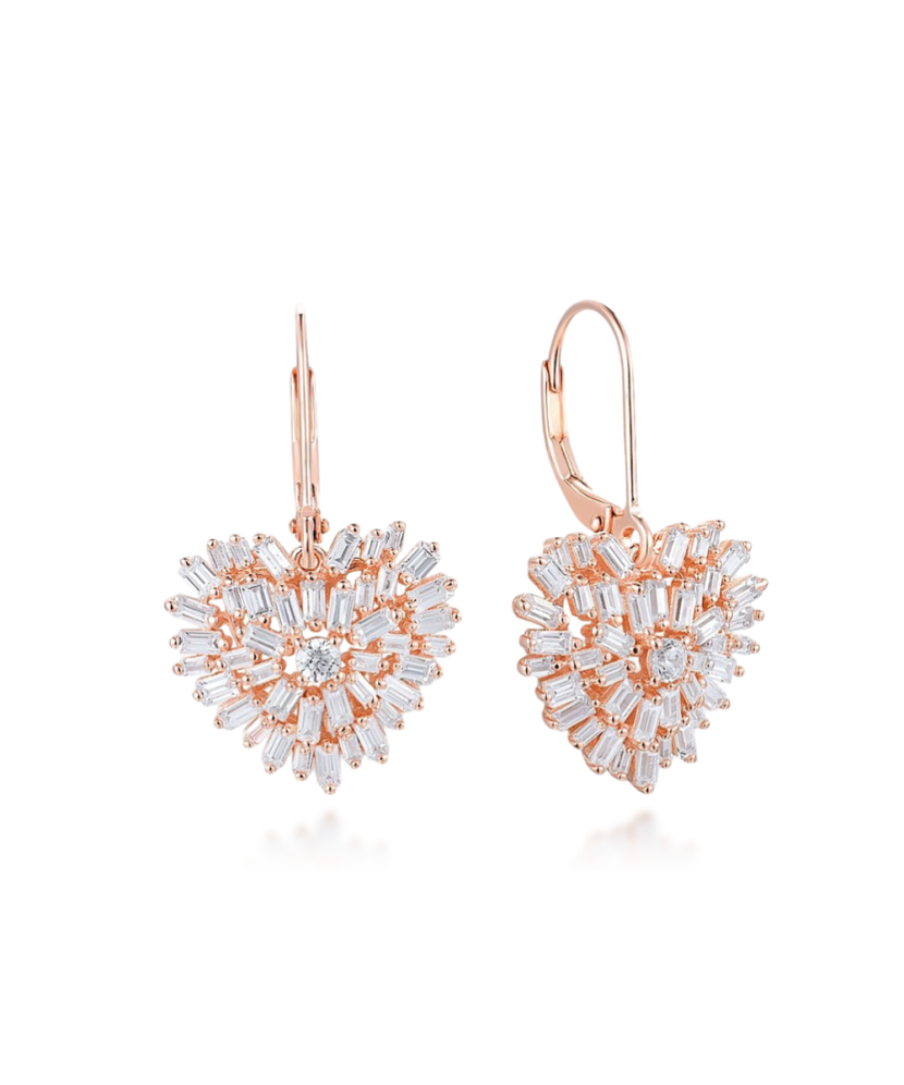 Gilded sterling silver earrings with zircons "hearts"