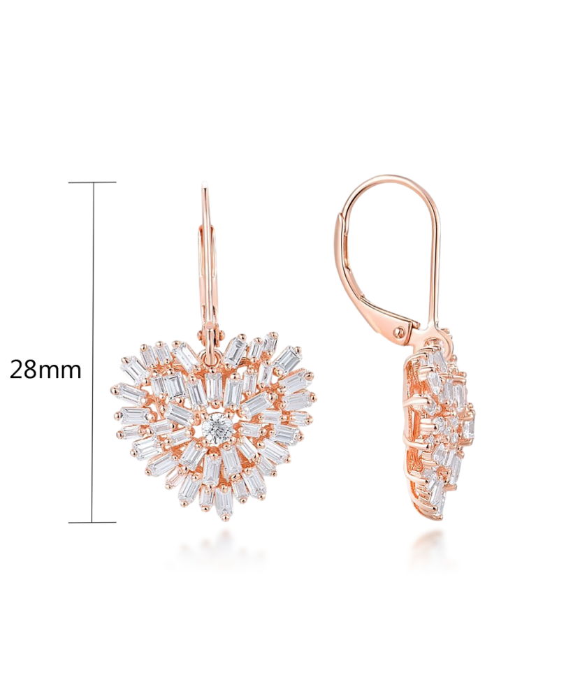 Gilded sterling silver earrings with zircons "hearts"