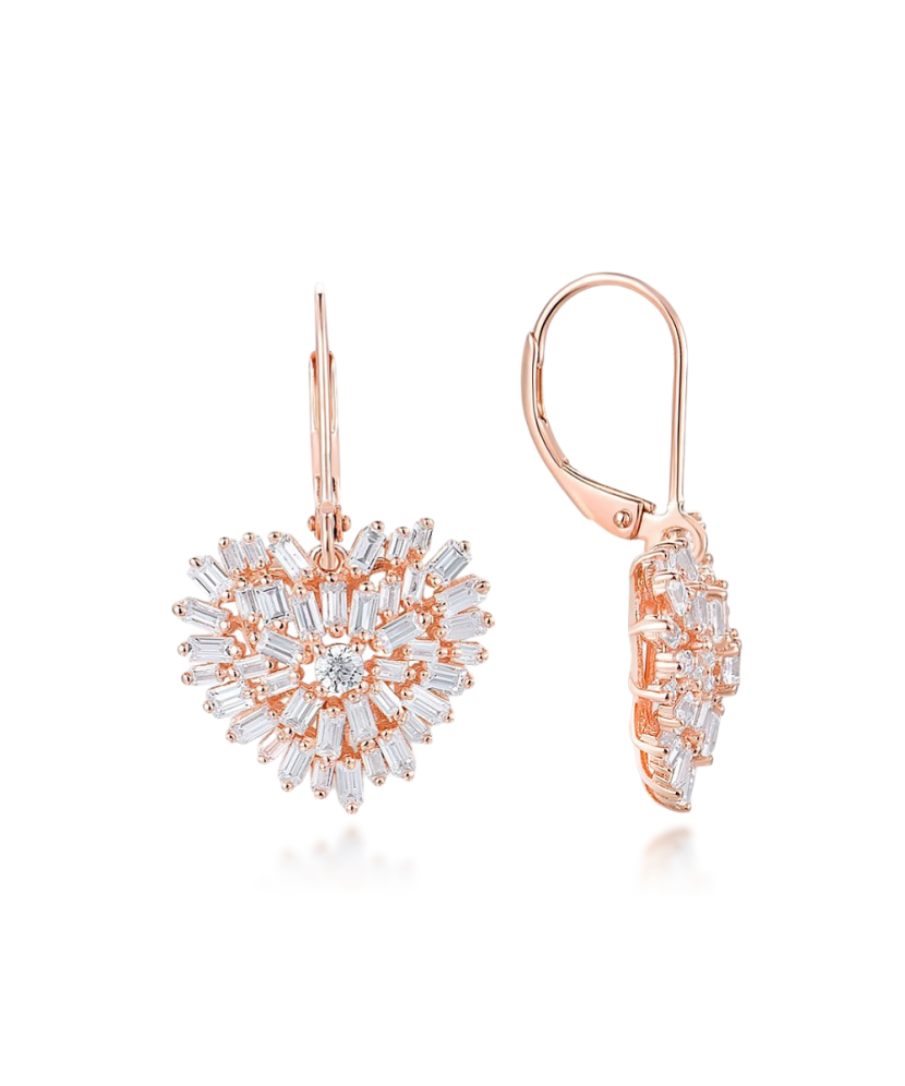 Gilded sterling silver earrings with zircons "hearts"