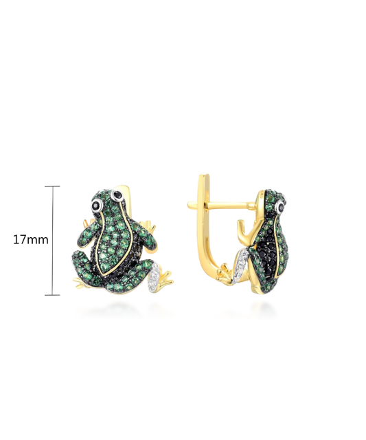 Gilded sterling silver earrings with zircons and spinels