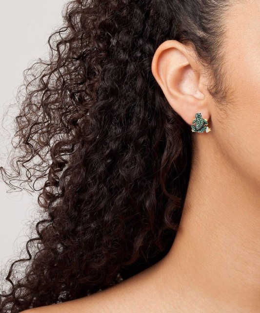 Gilded sterling silver earrings with zircons and spinels