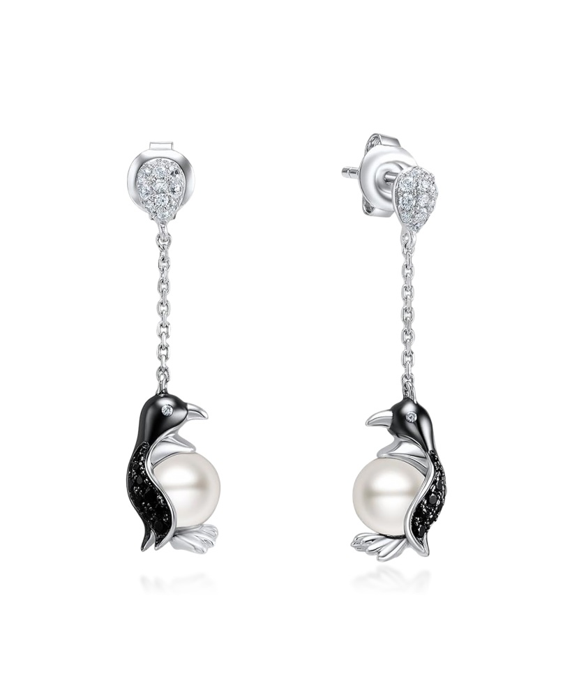 Sterling silver earrings with pearls and zircons