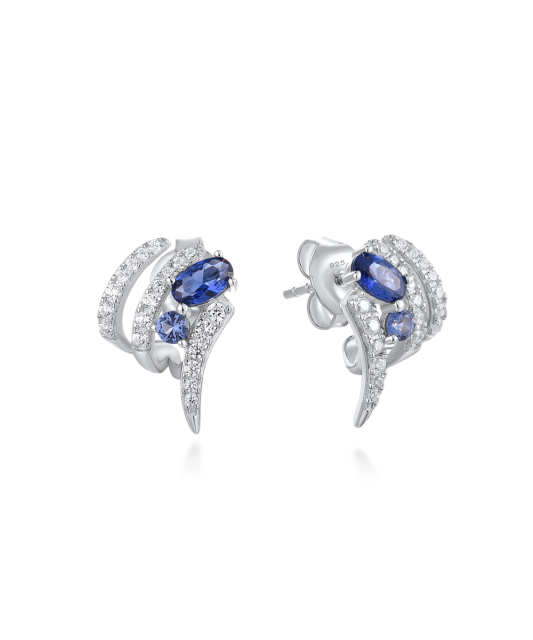 Серьги из серебра с цирконом и шпинели