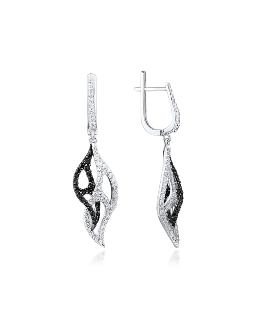 Серьги из серебра с цирконом и шпинели