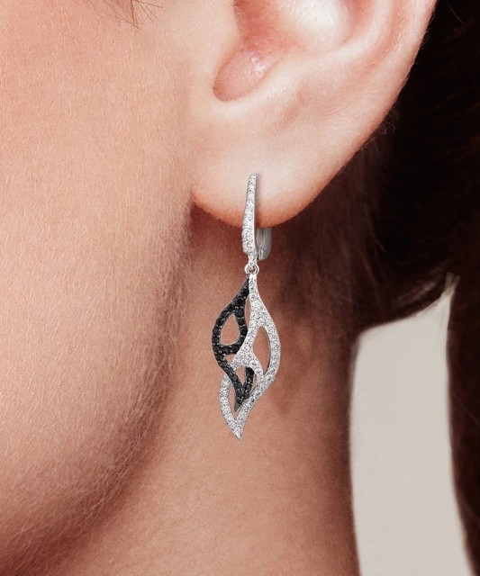 Серьги из серебра с цирконом и шпинели