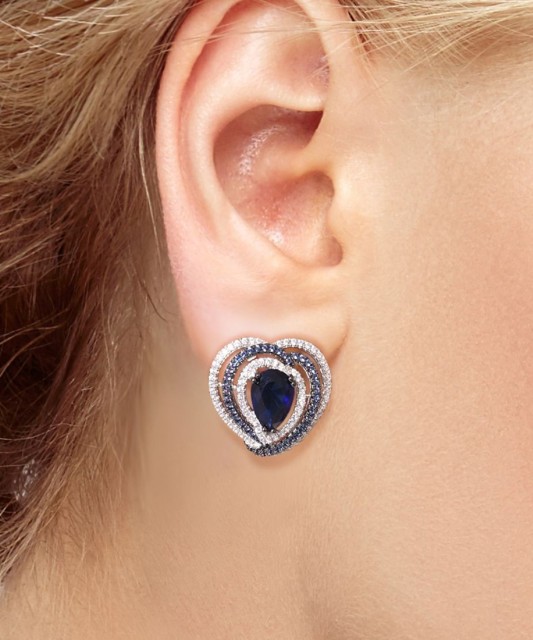 Серьги из серебра с цирконом и шпинели