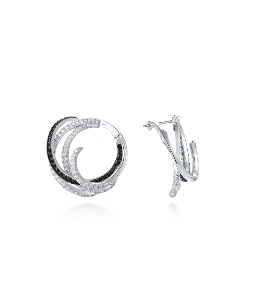 Серьги из серебра с цирконом и шпинели