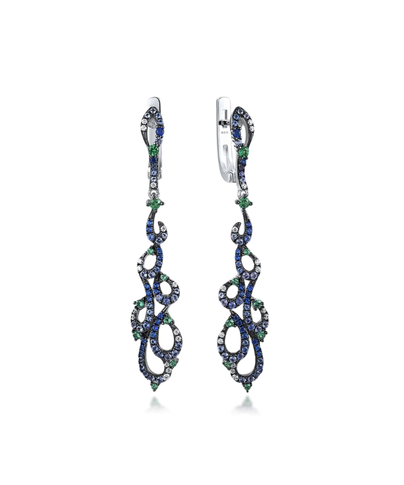 Sterling Silver earrings with zircons and spinels Sterling Silver earrings with zircons and spinels
