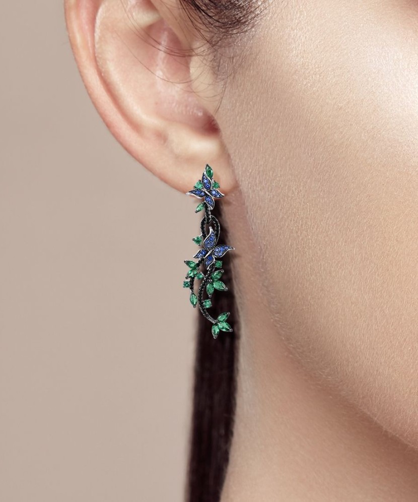 Серьги из серебра с цирконом и шпинели