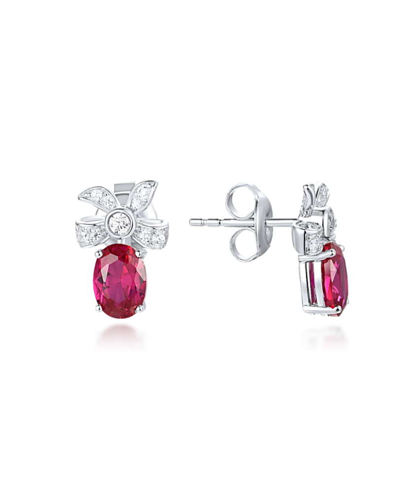 Sterling Silver earrings with nano rubies and zircons Sterling Silver earrings with nano rubies and zircons
